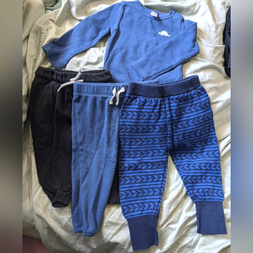 Blue and Black Boys Top & Bottoms Set